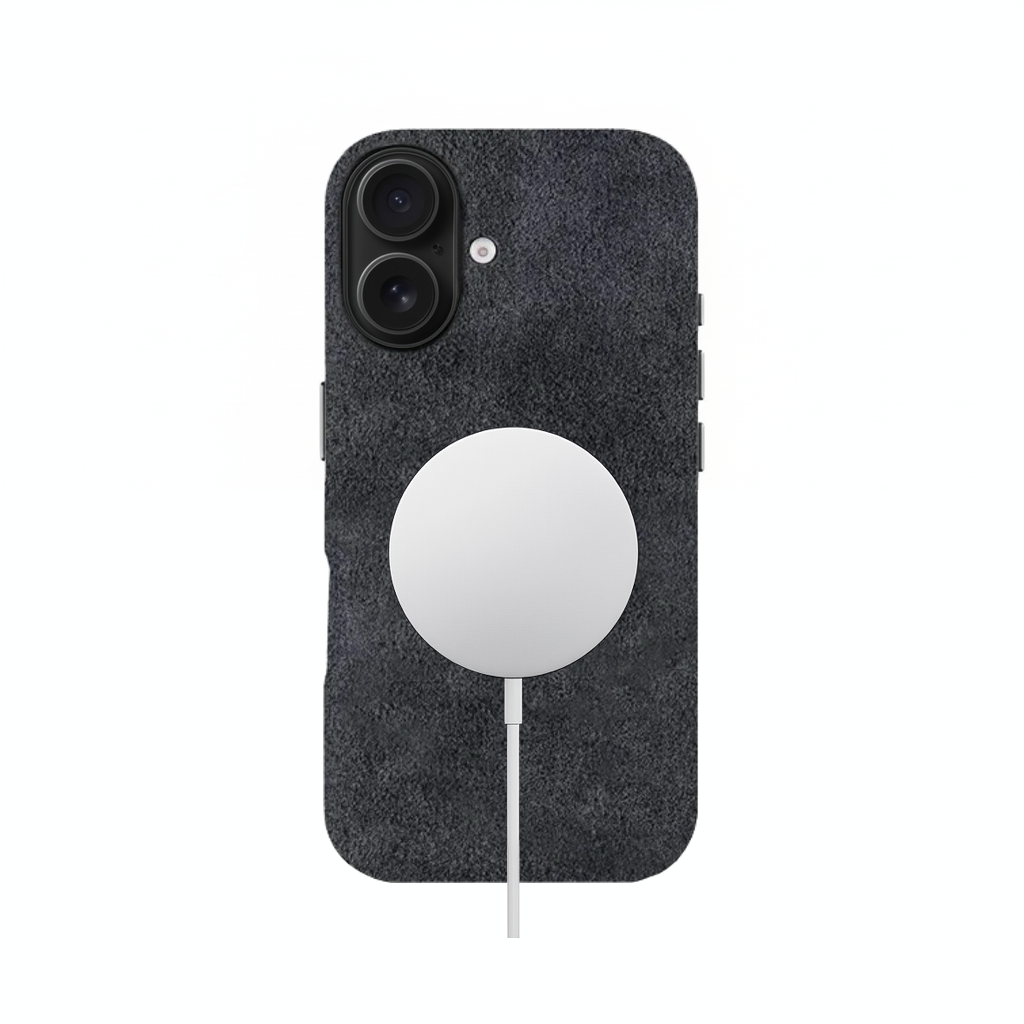 Grey Alcantara Case For iPhone 16